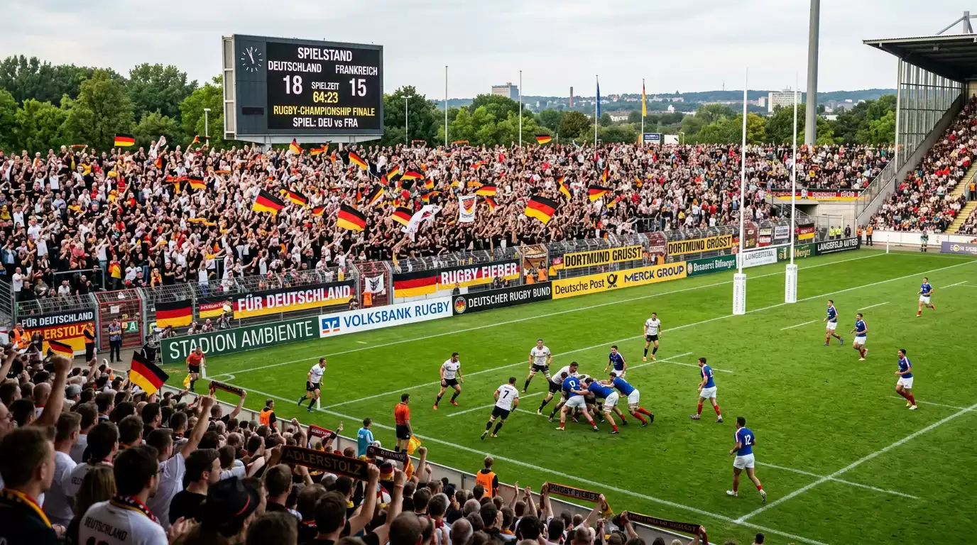 Volles Rugby-Union-Stadion bei einem Spiel der Six Nations mit grosser Zuschauerkulisse
