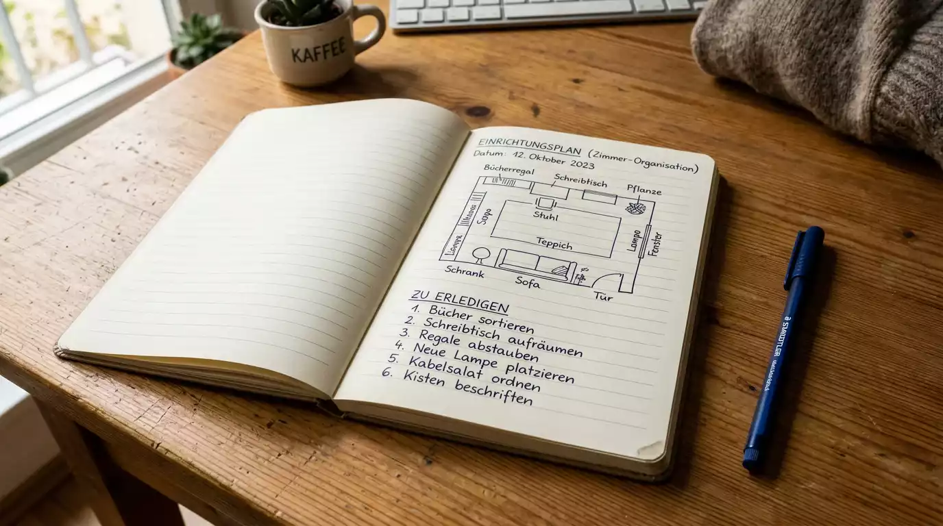 Einsatzplan in einem Notizbuch festhalten