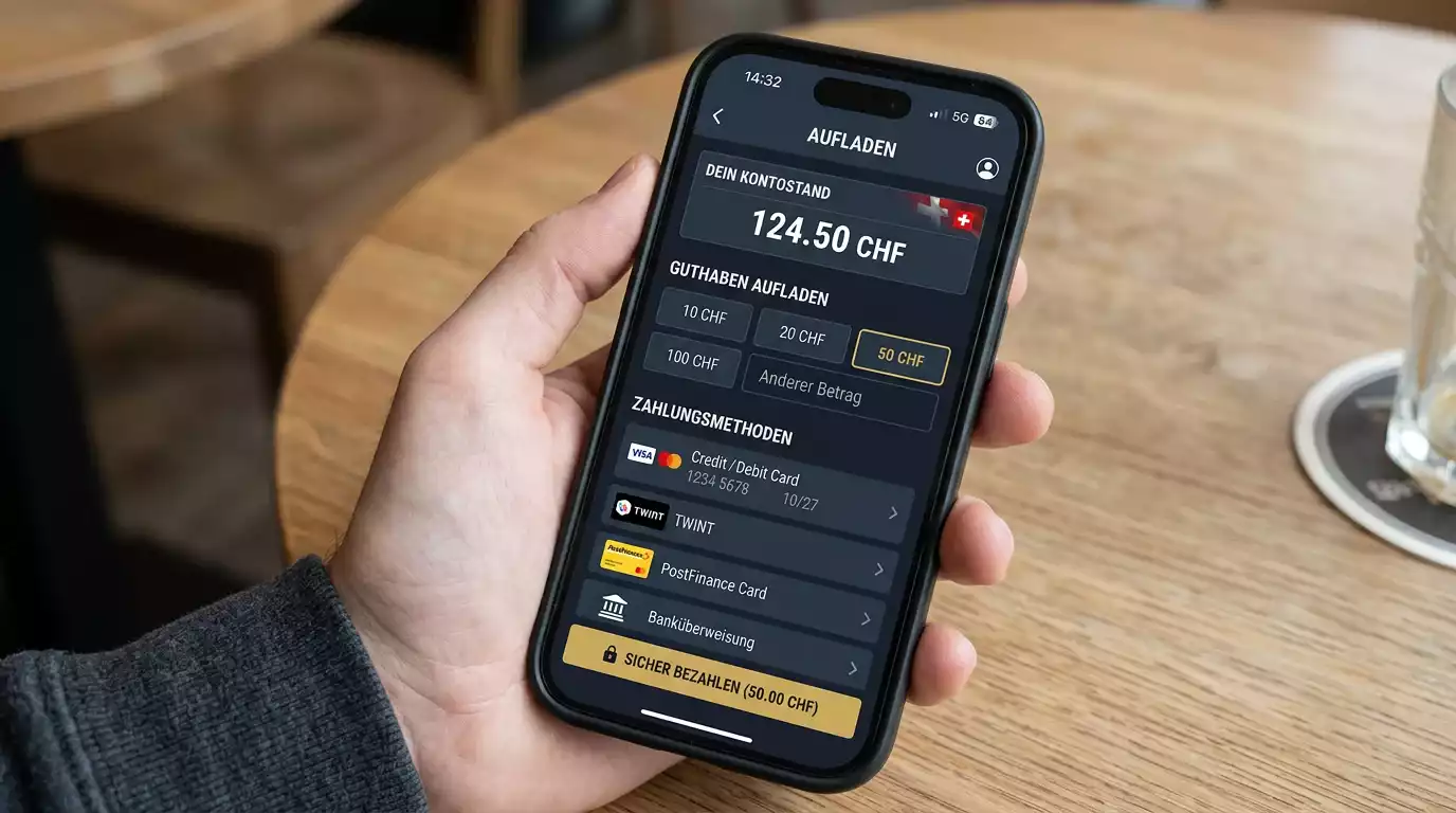 Einzahlung in Schweizer Franken per App