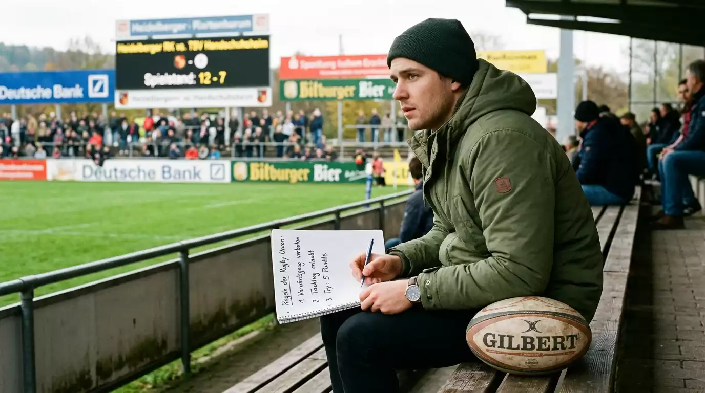 Anfänger lernt die Grundlagen des Rugbyspiels