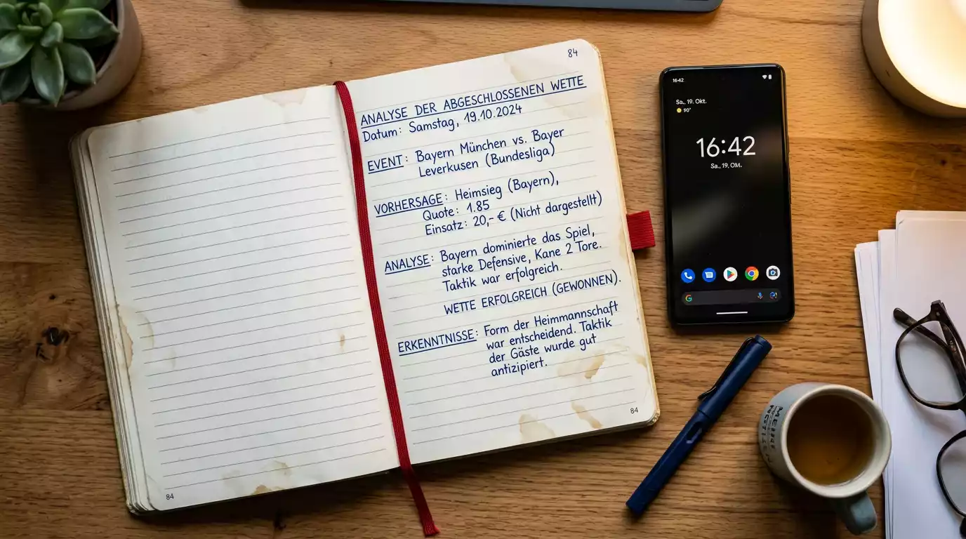 Dokumentation von Wetten in einem Notizbuch