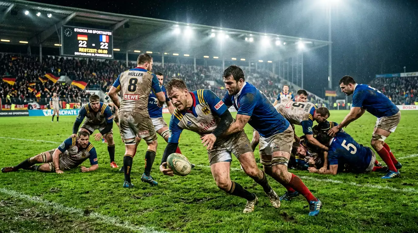 Knapper Spielausgang in einem Rugbyspiel