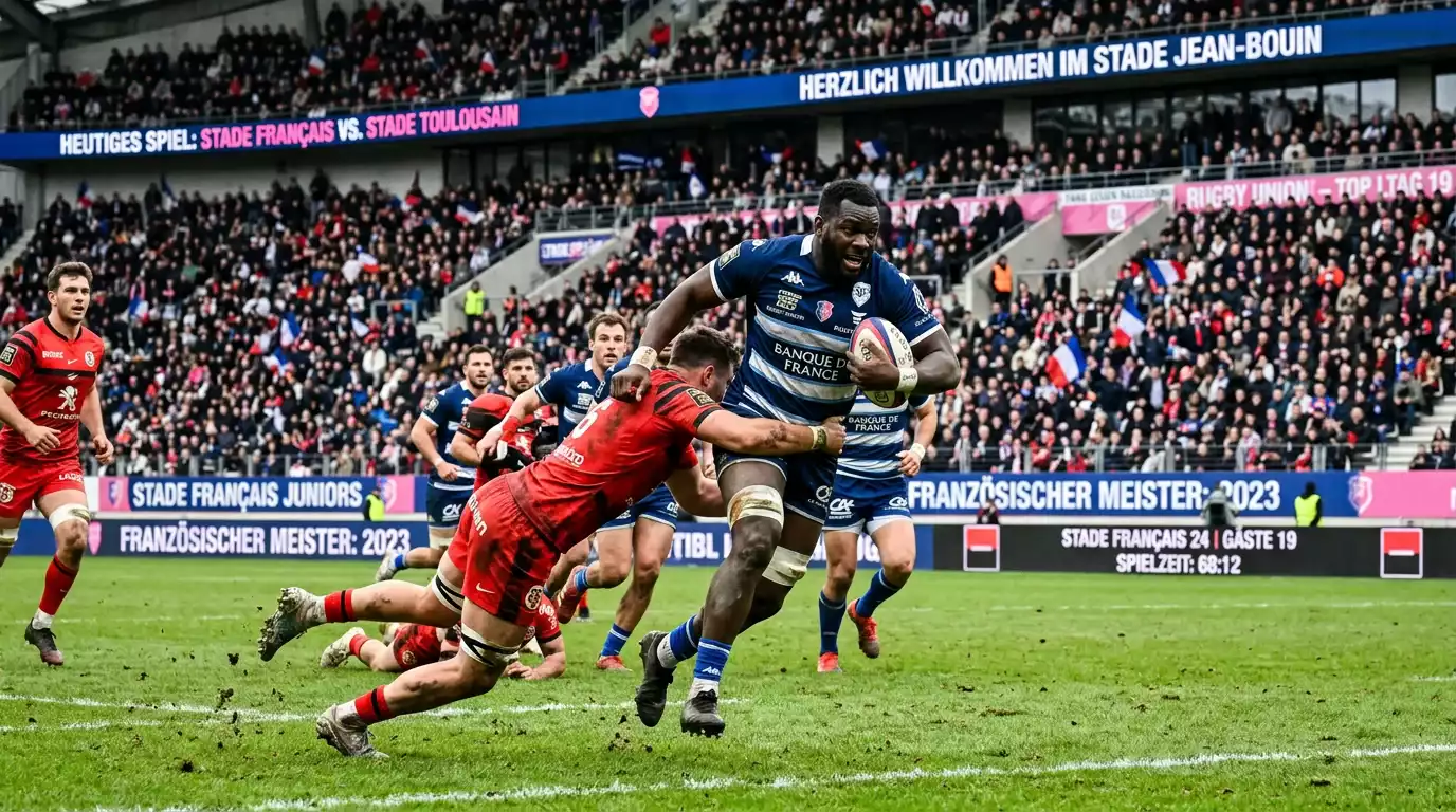 Spielszene aus einem französischen Klub-Rugbyspiel