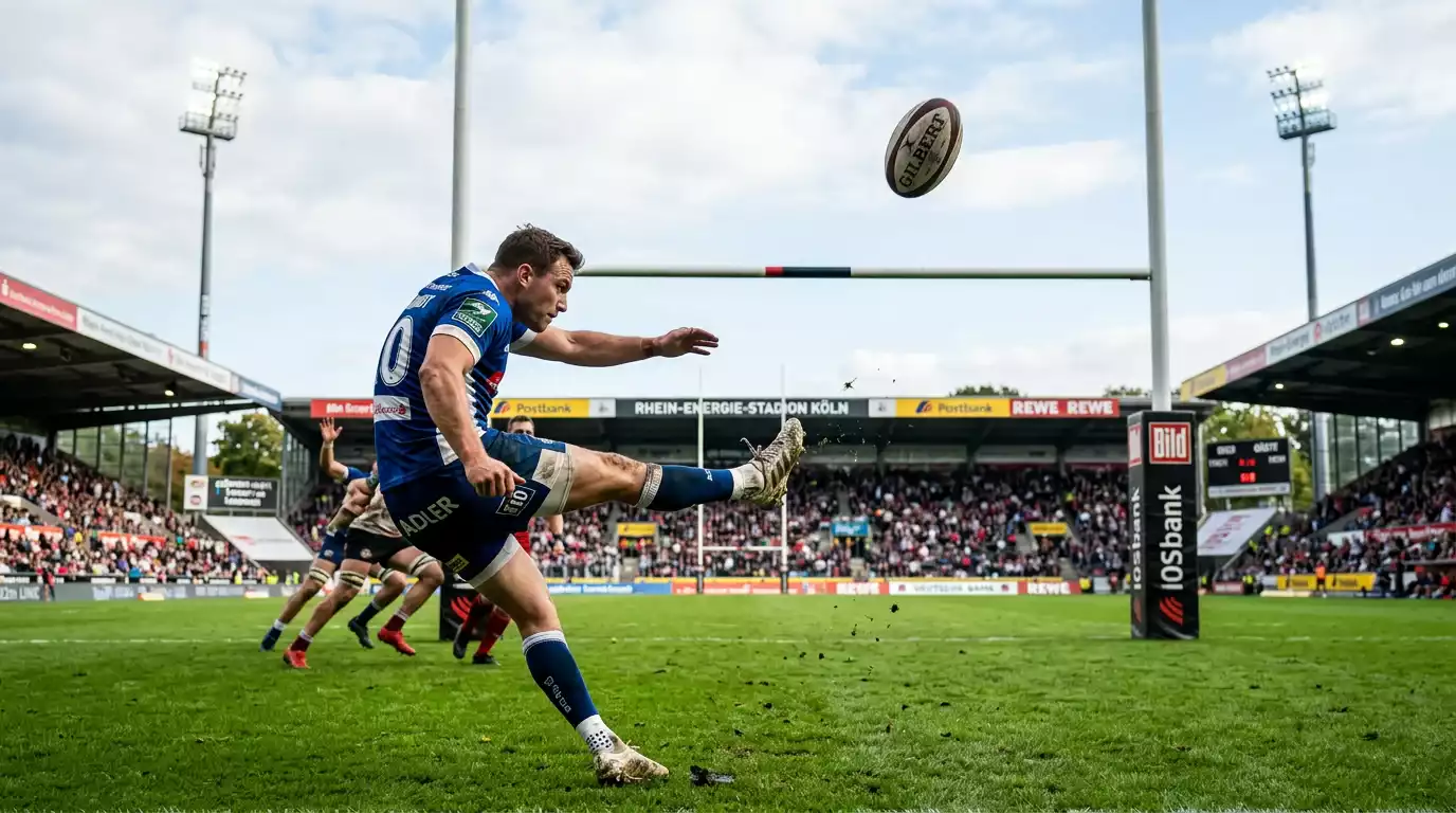 Drop-Goal-Versuch aus der Distanz im Rugby