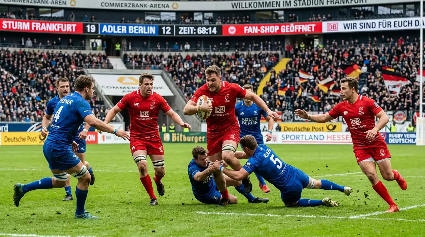 Überlegene Mannschaft drängt im Rugbyspiel nach vorne
