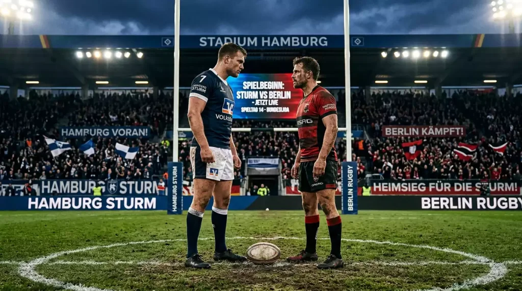 Favorit und Aussenseiter stehen sich vor einem Rugbyspiel gegenüber