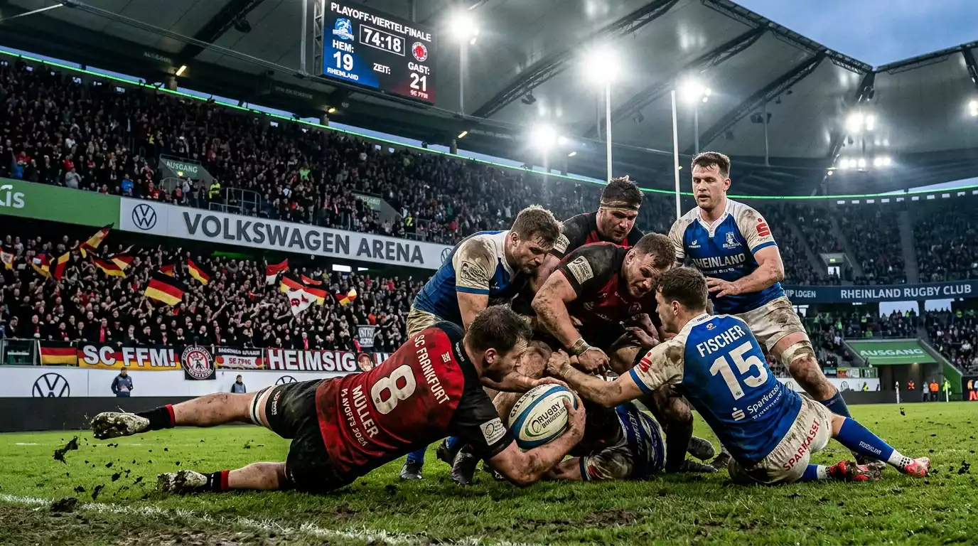 Spannungsgeladenes K.-o.-Spiel bei einem Rugbyturnier