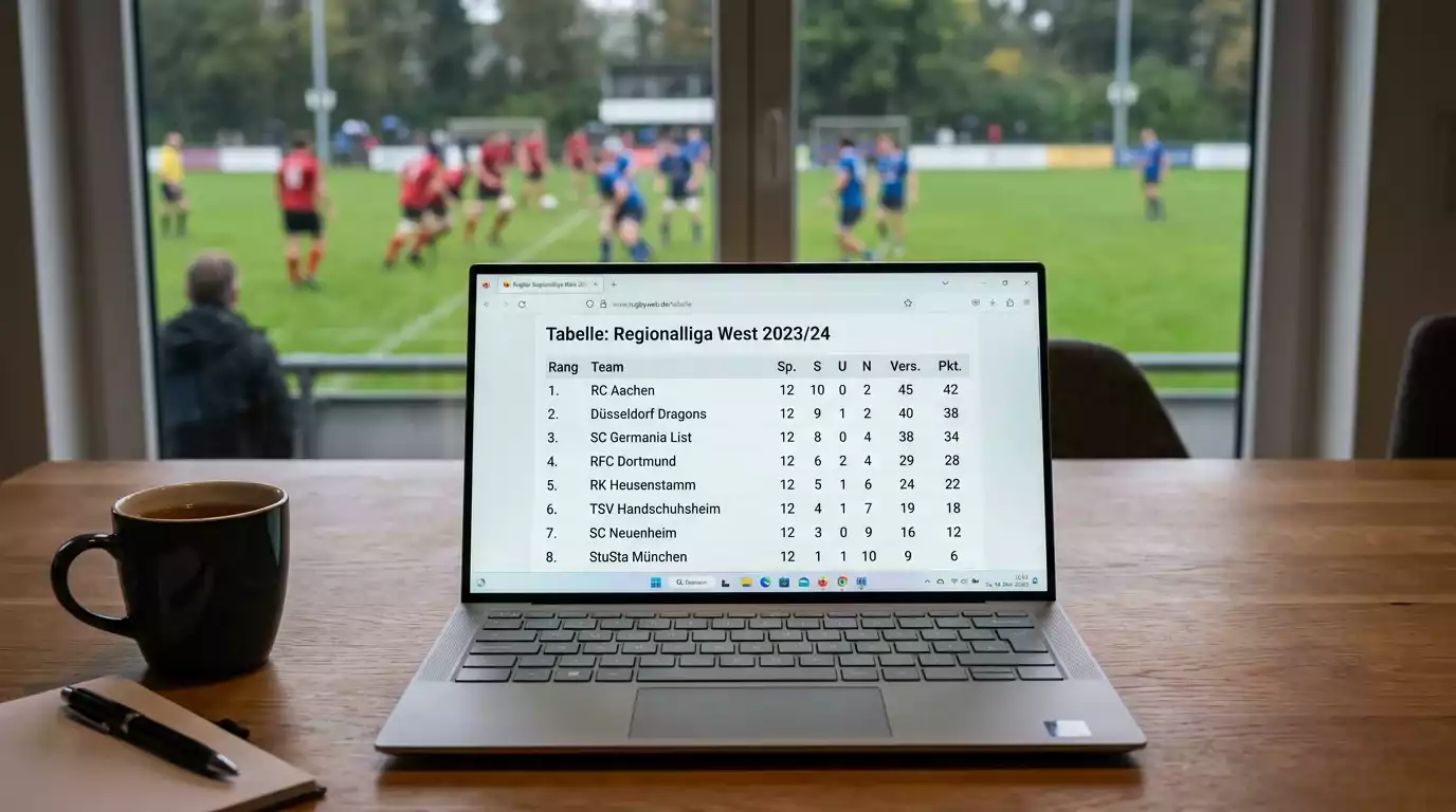 Tabelle einer Rugby-Liga auf dem Bildschirm
