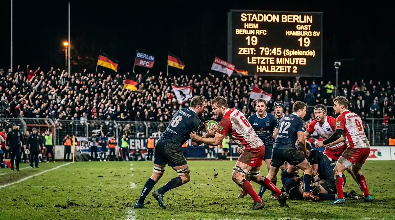 Gleichstand kurz vor Spielende im Rugby