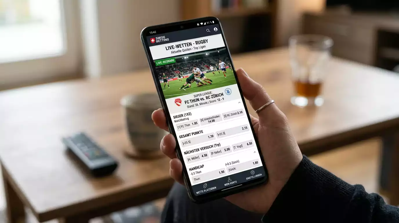 Rugby-Live-Märkte in einer Schweizer Wett-App