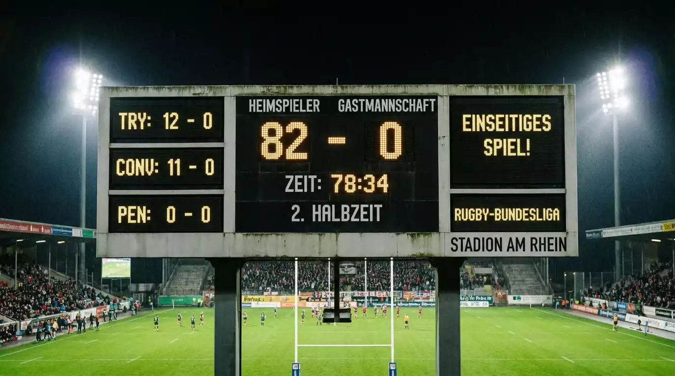 Anzeigetafel mit deutlichem Punkteunterschied im Rugby