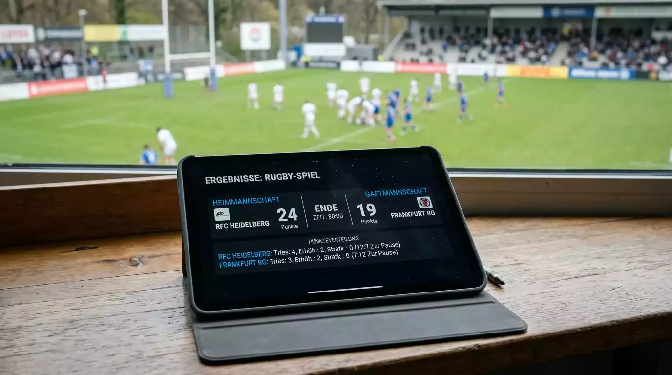 Schlichte Darstellung einer Gesamtpunktlinie für ein Rugbyspiel