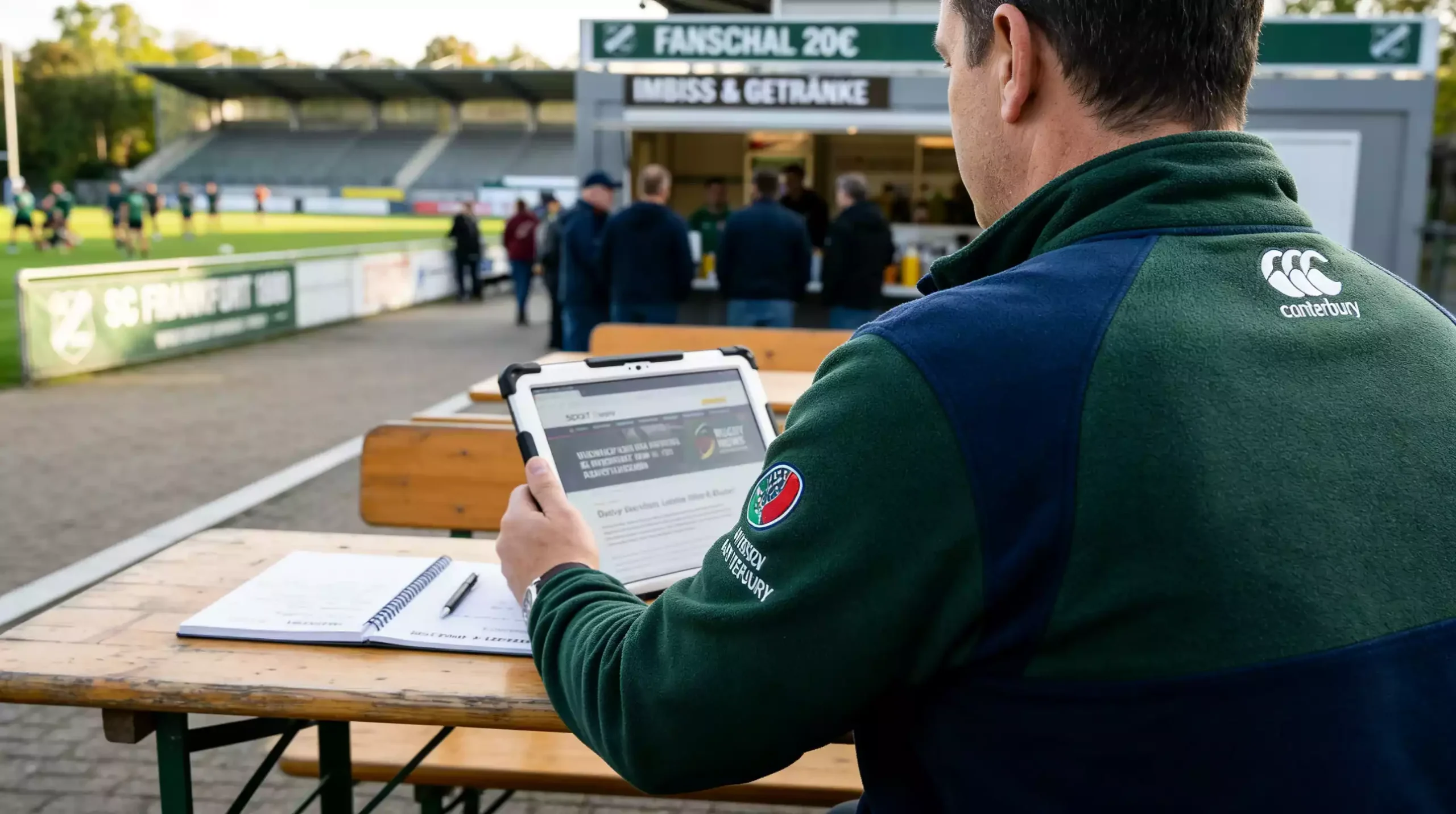 Vorbereitung vor dem Anpfiff eines Rugbyspiels