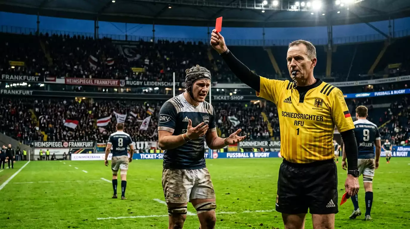 Roter Platzverweis in einem Rugbyspiel