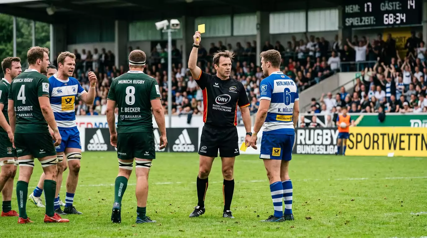 Schiedsrichter trifft eine Kartenentscheidung im Rugby