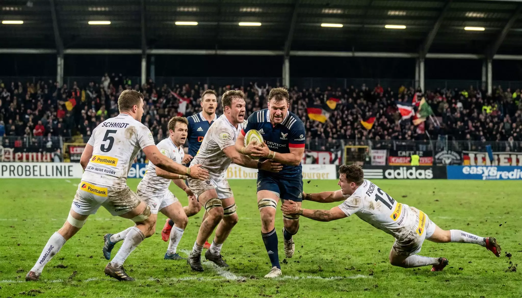 Druckphase in der zweiten Halbzeit eines Rugbyspiels