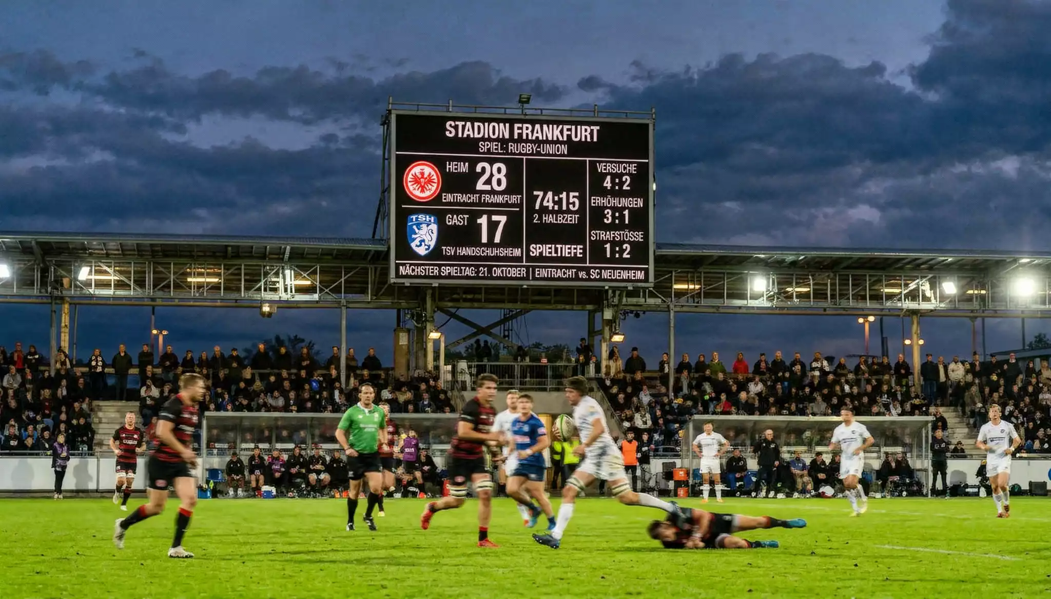 Punkteanzeige während eines laufenden Rugbyspiels