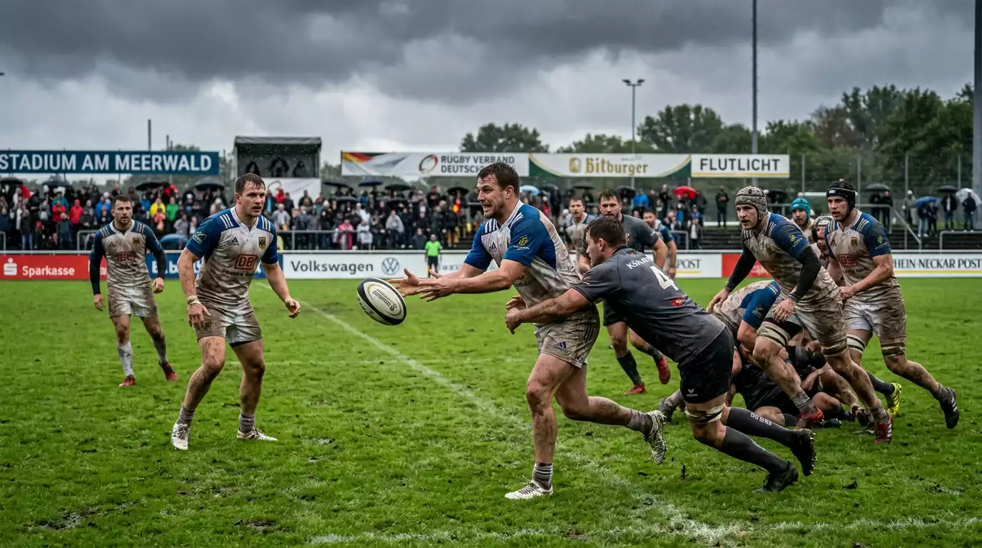 Wettereinfluss auf ein laufendes Rugbyspiel