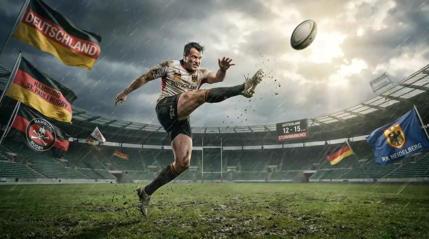 Hoher Tritt bei starkem Wind im Rugby
