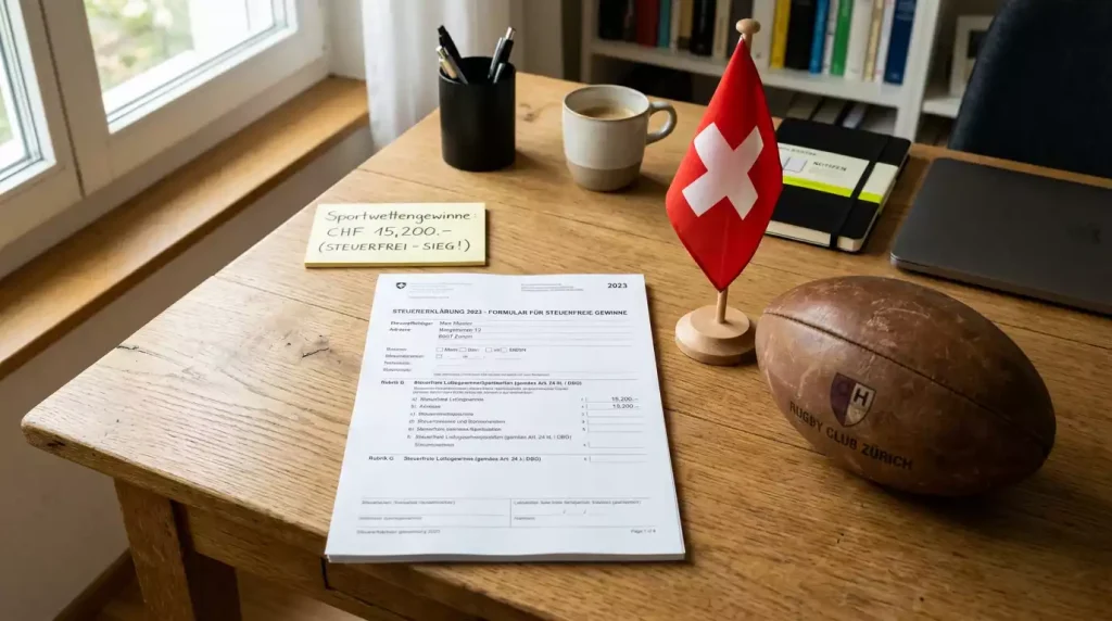 Steuerfreie Wettgewinne in der Schweiz symbolisch dargestellt